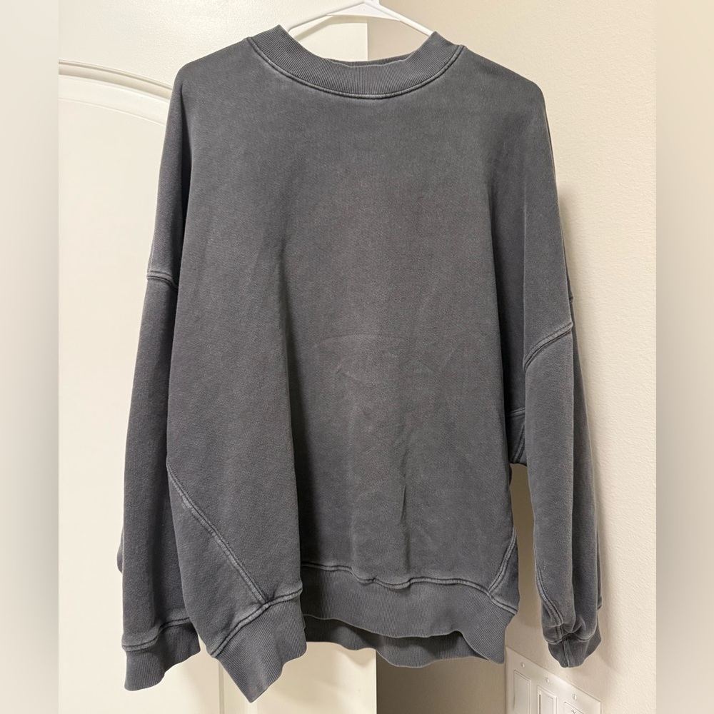 Joah Brown Oversized Pullover in Washed Black French Terry - Picture 4 of 7